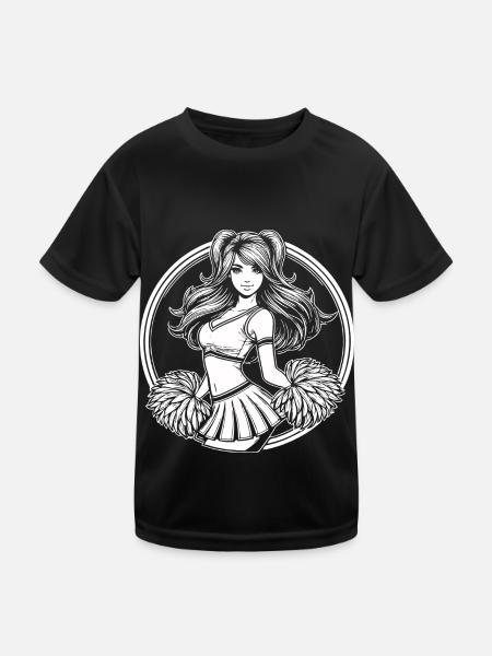 Cheerleader Comic Girl - Chearleading Design - Kids Functional T-Shirt - black - Front