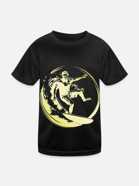 Surfer Mann - Kinder Funktions-T-Shirt - Schwarz - Vorne