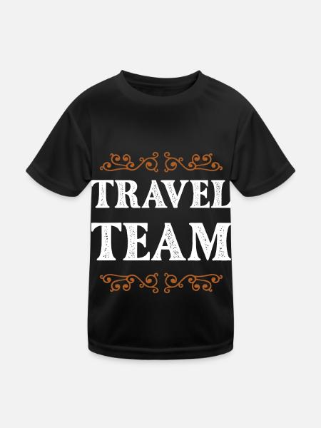 Travel Team - Kinder Funktions-T-Shirt - Schwarz - Vorne