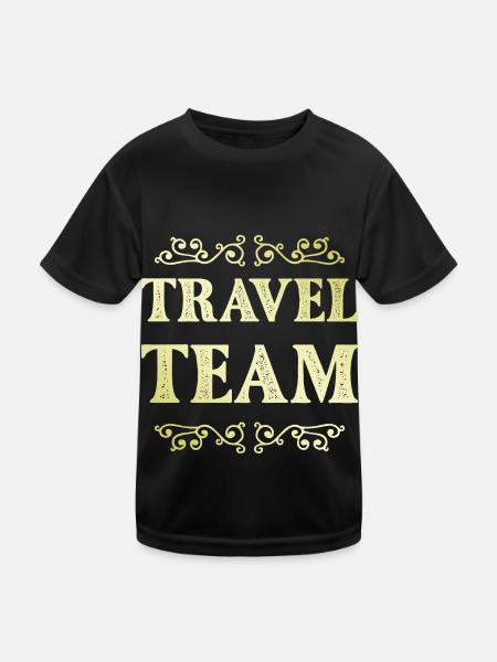 Travel Team - Kinder Funktions-T-Shirt - Schwarz - Vorne