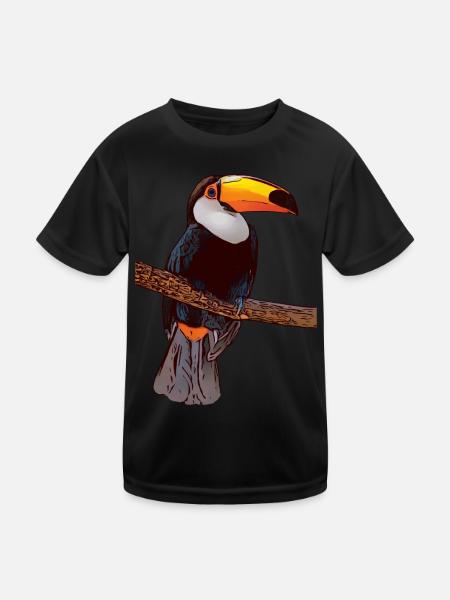 Toucan bird bird motif animal face animal - Kids Functional T-Shirt - black - Front