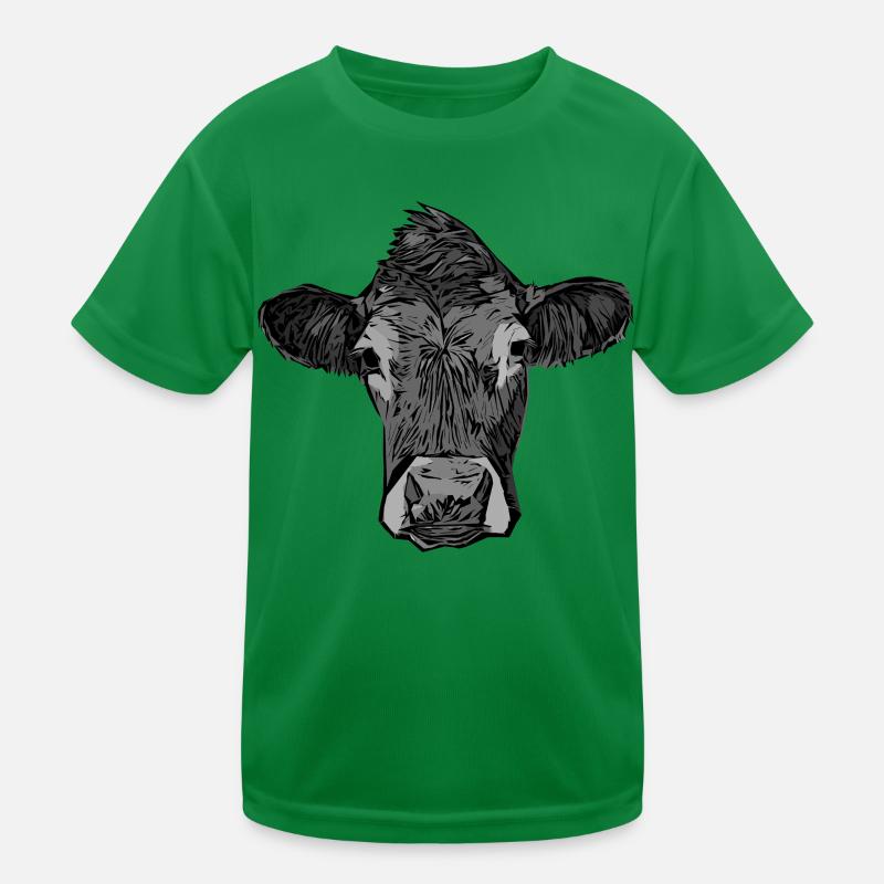 Kuh Bauer Tiermotiv Tiergesicht Kinder Funktions-T-Shirt
