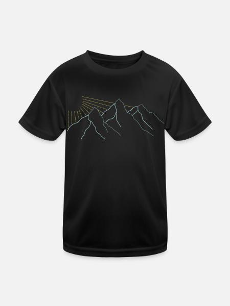 Berg Sonne Natur Naturmensch Motiv Nature - Kinder Funktions-T-Shirt - Schwarz - Vorne