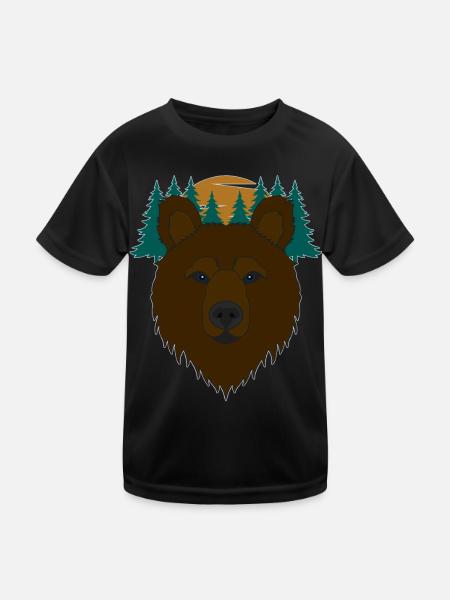 Bear motif - Kids Functional T-Shirt - black - Front