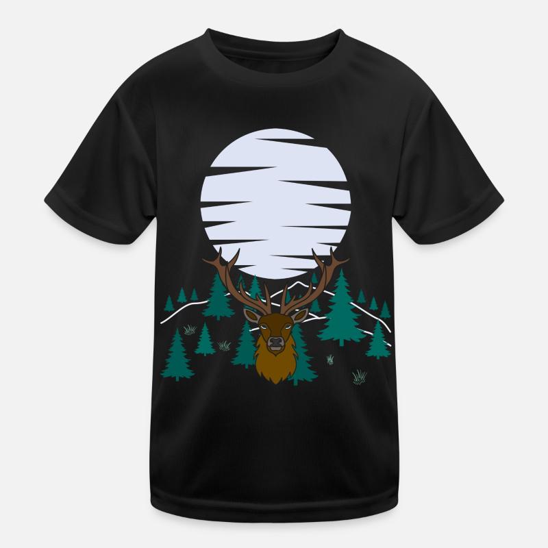 Deer Moon Antlers with Deer Antlers Kids Functional T-Shirt