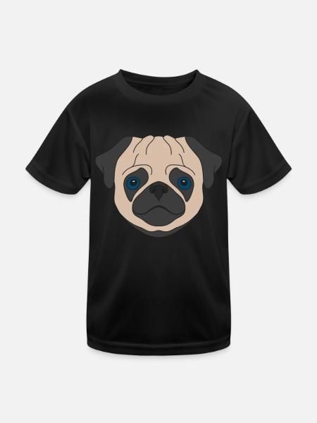 Motif de tête de chien motif animal avec carlin - T-shirt sport Enfant - noir - Devant