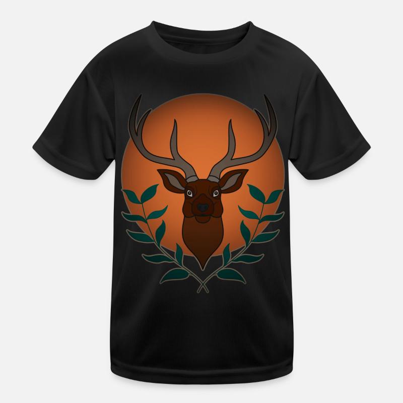 Rothirsch Geweih mit Hirschgeweih Kinder Funktions-T-Shirt