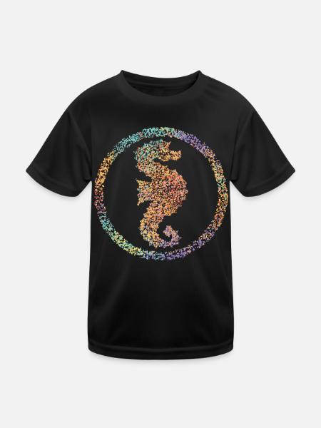 Seepferdchen Schwimmabzeichen Schwimmschule - Kinder Funktions-T-Shirt - Schwarz - Vorne