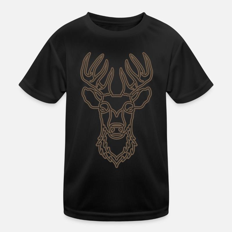 Red deer antlers with deer antlers Kids Functional T-Shirt