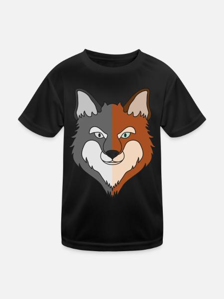 Waldtier wildes Tier Motiv mit Fuchs Design - Kinder Funktions-T-Shirt - Schwarz - Vorne