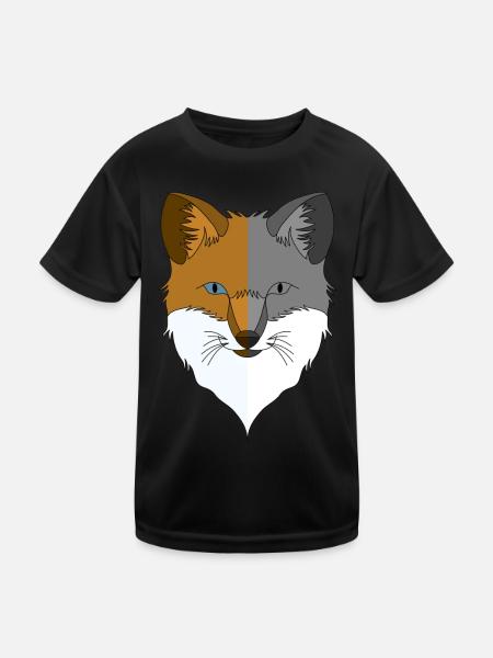Waldtier wildes Tier Motiv mit Fuchs Design - Kinder Funktions-T-Shirt - Schwarz - Vorne