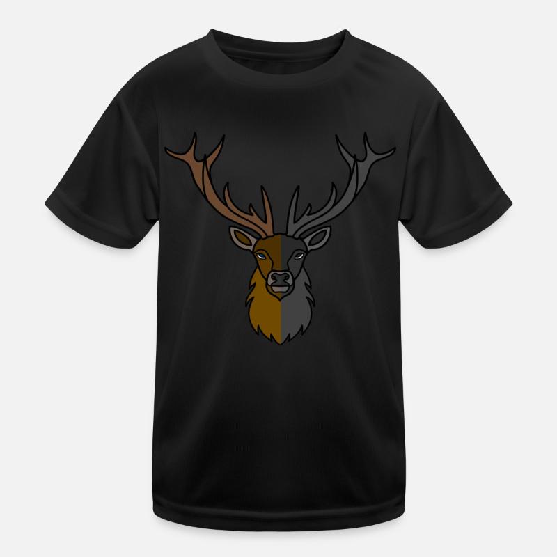 Rothirsch Geweih mit Hirschgeweih Kinder Funktions-T-Shirt