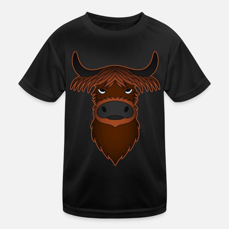 Highland Cattle Kuh mit Kuhmotiv Kinder Funktions-T-Shirt