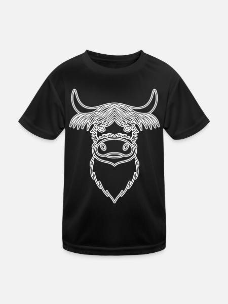 Vache Highland Cattle avec motif de vache - T-shirt sport Enfant - noir - Devant