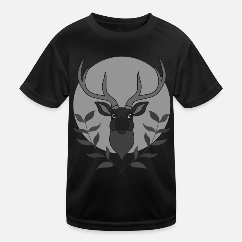 Rothirsch Geweih mit Hirschgeweih Kinder Funktions-T-Shirt