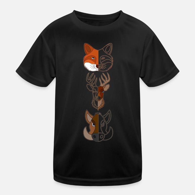 Fuchs Hirsch Wildschein Waldtier Design Kinder Funktions-T-Shirt