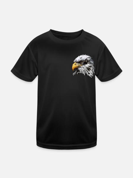 Bald Eagle Bird Graphic Design - Kids Functional T-Shirt - black - Front
