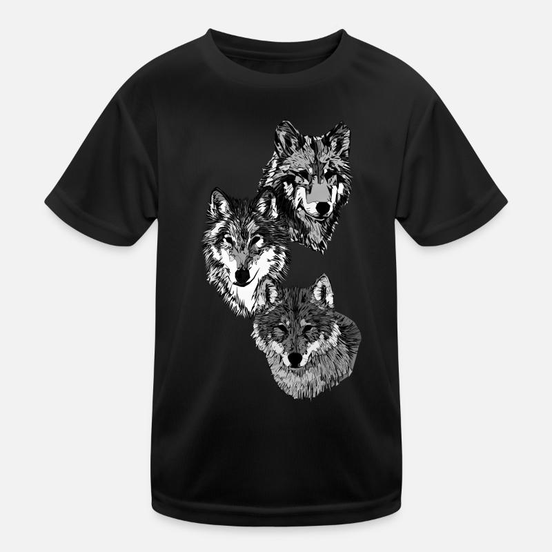 Three wolf heads in grey Kids Functional T-Shirt