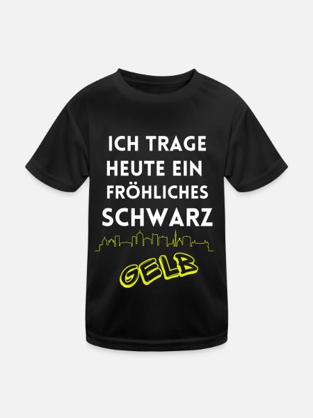 I'm wearing a cheerful black and yellow Dortmund - Kids Functional T-Shirt - black - Front