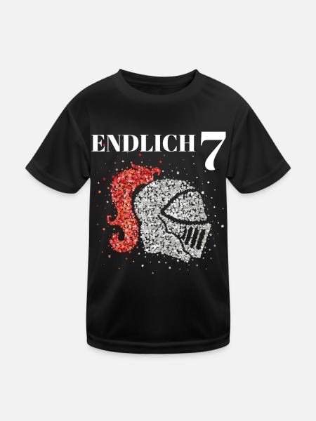 Endlich 7 sieben Ritter Ritterhelm Kostümersatz - Kinder Funktions-T-Shirt - Schwarz - Vorne