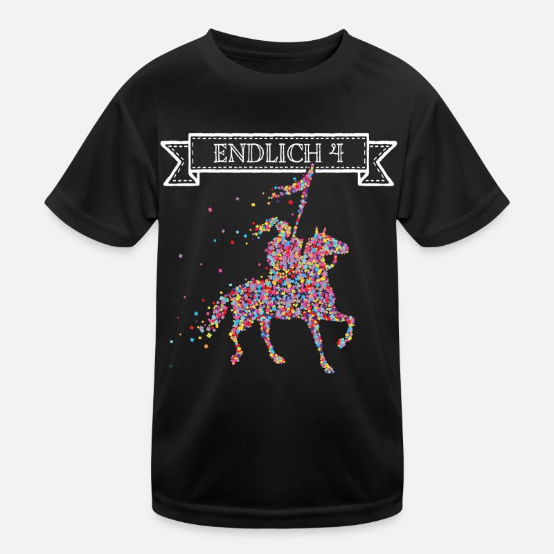 Endlich 4 vier Ritter Ritterrüstung Mittelalter - Kinder Funktions-T-Shirt - Schwarz