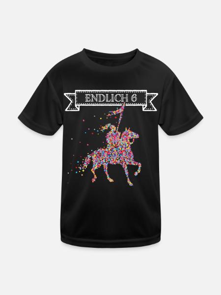 Endlich 6 sechs Ritter Ritterrüstung Mittelalter - Kinder Funktions-T-Shirt - Schwarz - Vorne