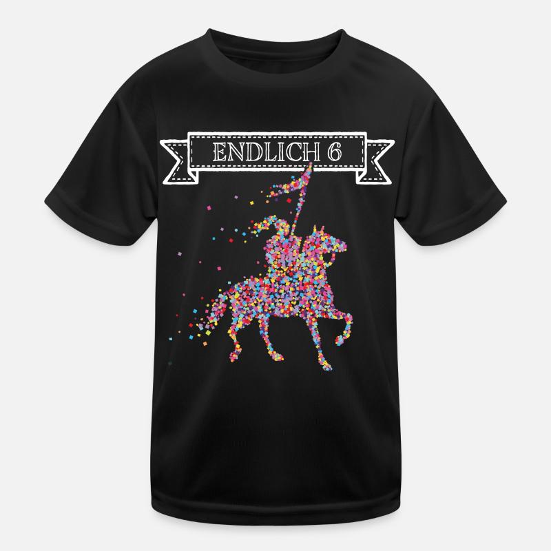 Endlich 6 sechs Ritter Ritterrüstung Mittelalter - Kinder Funktions-T-Shirt - Schwarz