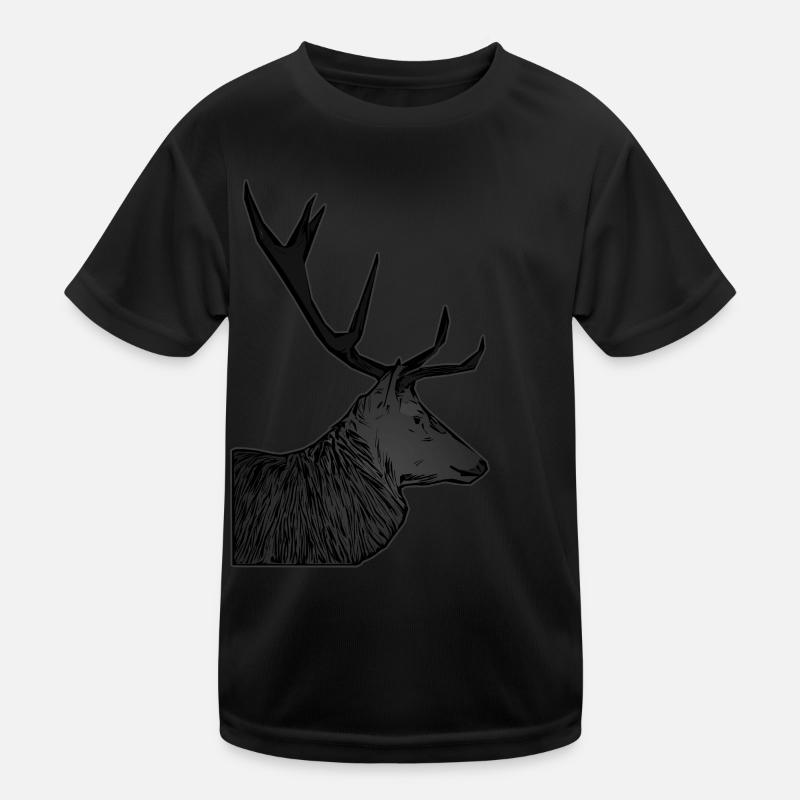 Red deer antlers with deer antlers Kids Functional T-Shirt