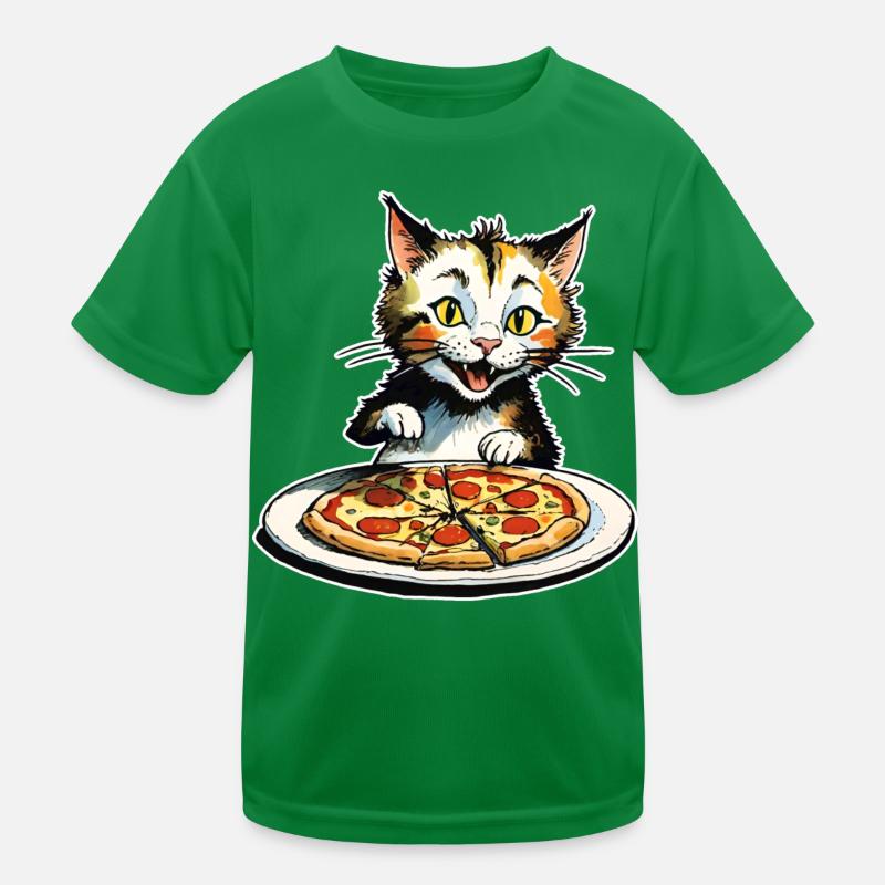 Cat loves pizza Kids Functional T-Shirt