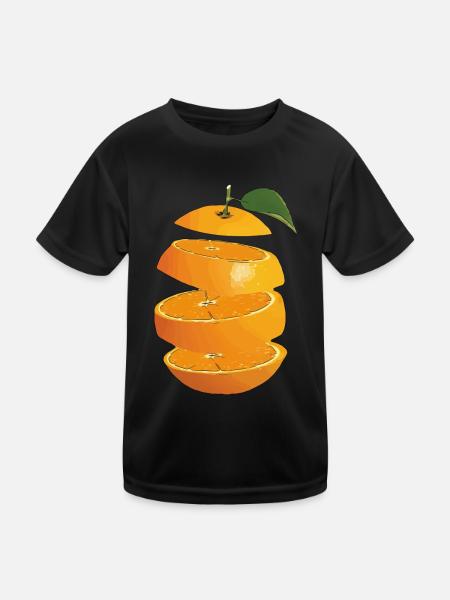 Orange Fruit - Kinder Funktions-T-Shirt - Schwarz - Vorne