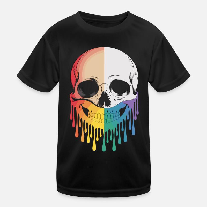 Skull mit Regenbogen-Lächeln Kinder Funktions-T-Shirt
