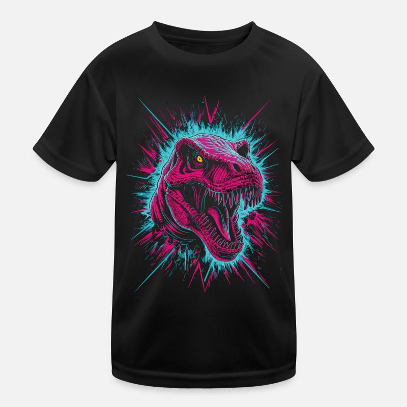 Neon Dino - Prehistoric Meets Future Kids Functional T-Shirt