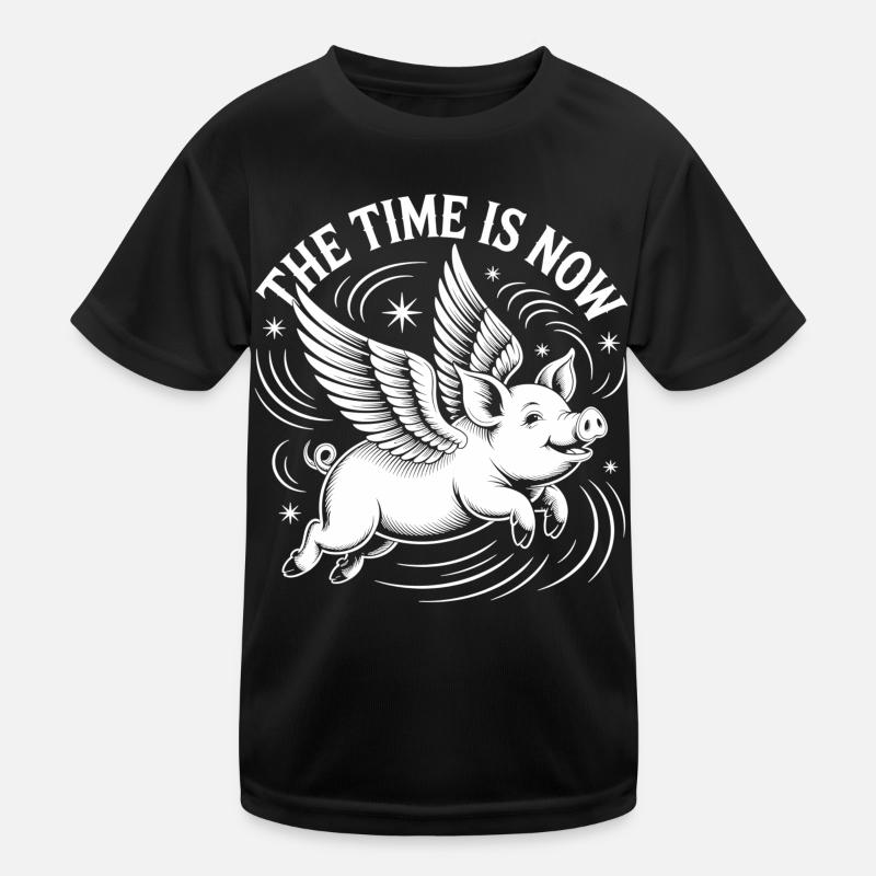Fliegendes Schwein - Jetzt ist die Zeit Kinder Funktions-T-Shirt