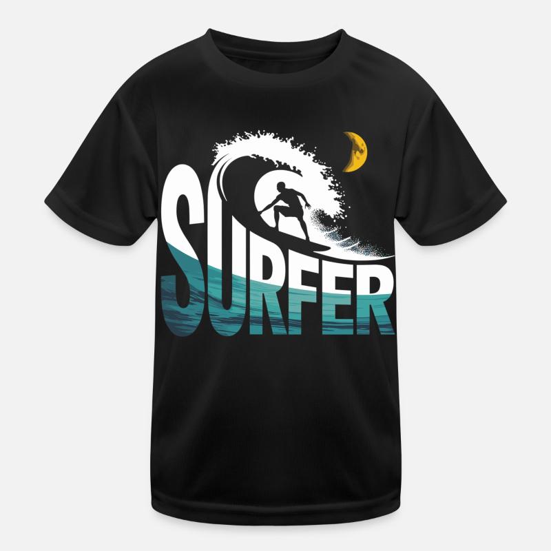 Surfer bei Nacht Kinder Funktions-T-Shirt