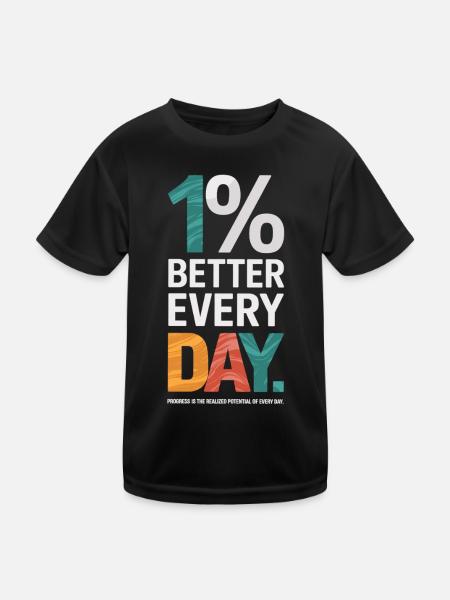 Daily Improvement – Inspiration for Success - Kids Functional T-Shirt - black - Front