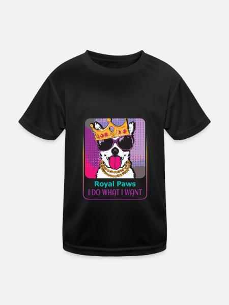 Hartnäckiger Hundekönig - Kinder Funktions-T-Shirt - Schwarz - Vorne