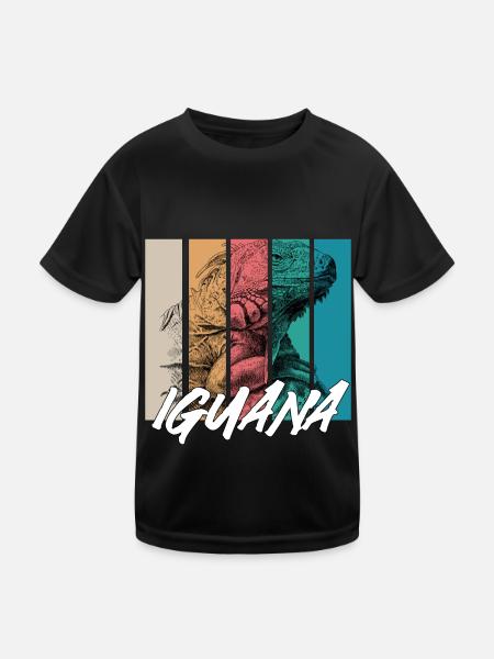 iguana - Kinder Funktions-T-Shirt - Schwarz - Vorne