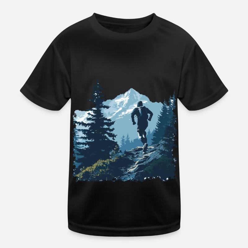 A trail runner on a mountain trail Kids Functional T-Shirt