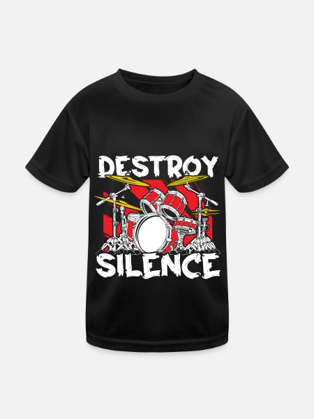 Schlagzeug Schlagzeuger Drumsticks - Kinder Funktions-T-Shirt - Schwarz - Vorne