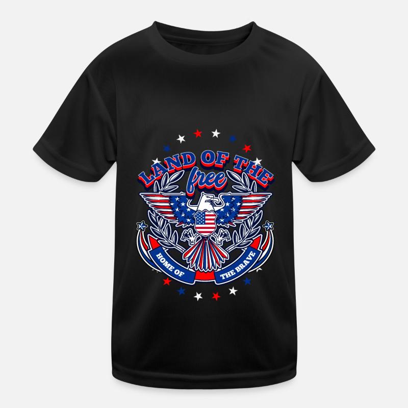 Terre des Libres, Patrie des Braves & Drapeau américain T-shirt sport Enfant
