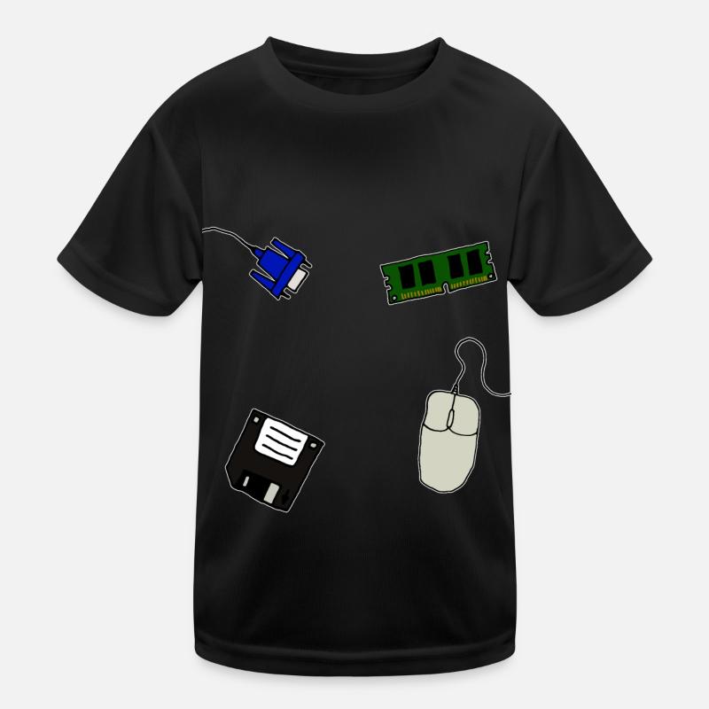 Retro Computer Floppy VGA Mouse Memory - Kids Functional T-Shirt - black
