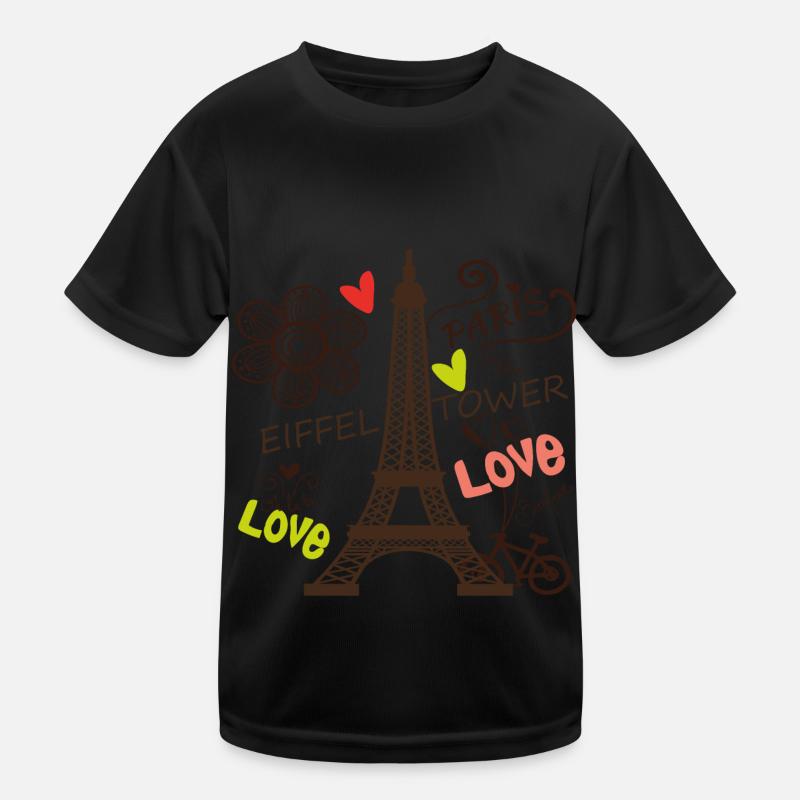 Paris Tour Eiffel Arc de Triomphe L’amour de Frankre T-shirt sport Enfant