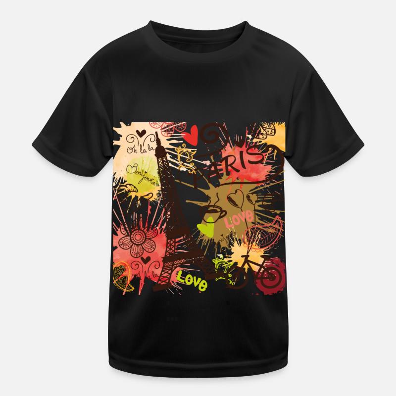 Tour Eiffel Paris avec l’amour de la France et de la T-shirt sport Enfant
