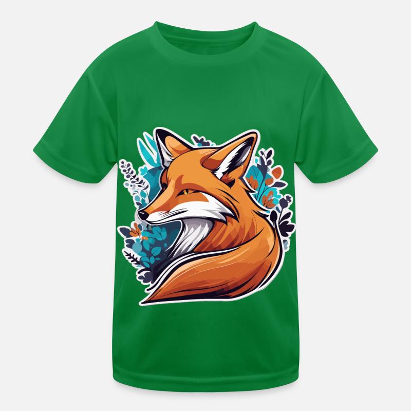 Fox Sticker Design Kids Functional T-Shirt