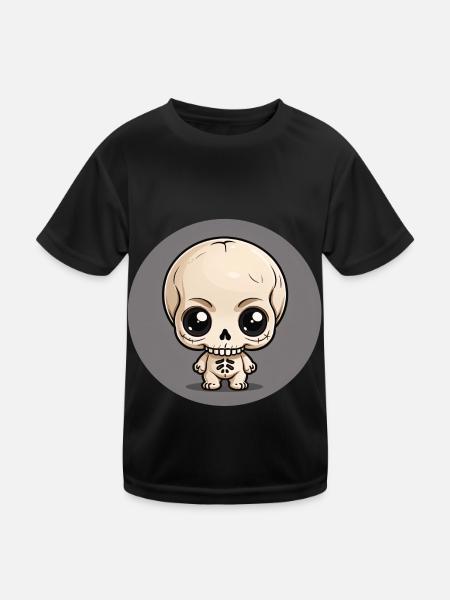 Halloween - Little Cute Skeleton - Kids Functional T-Shirt - black - Front