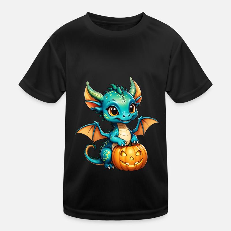 Halloween - niedlicher Drachenjunge mit Kürbis Kinder Funktions-T-Shirt