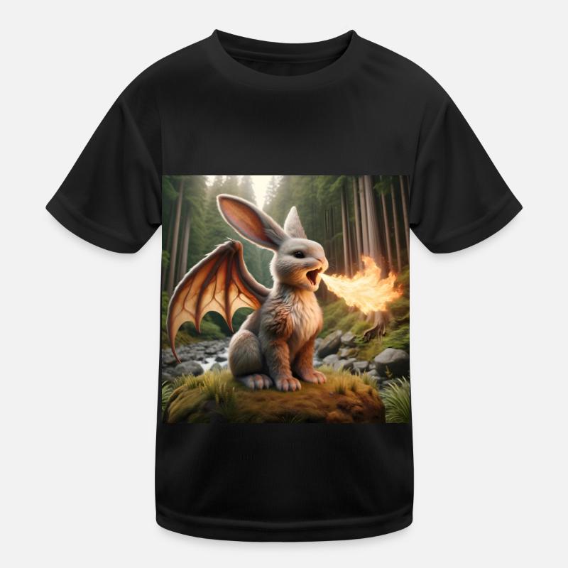 Feuerspeiender Hase Drache #19 Kinder Funktions-T-Shirt