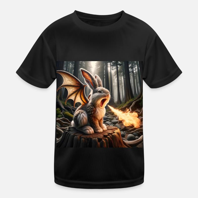 Fire Breathing Bunny Dragon #23 Kids Functional T-Shirt