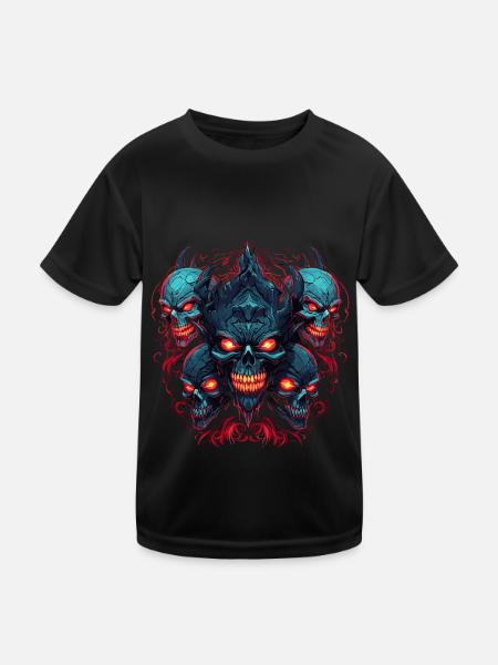 Abstrait Diable Satan Squelette Démons - T-shirt sport Enfant - noir - Devant