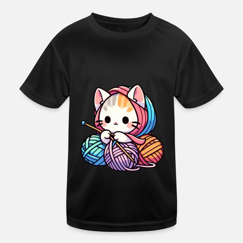 Katze stricken Schnurr-fect Strick Strampler Design Kinder Funktions-T-Shirt